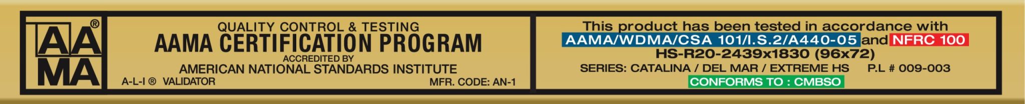 Anlin AAMA Gold Label