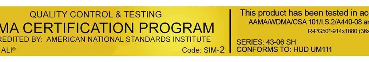 Simonton AAMA Gold Certification
